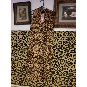 Boohoo Leopard Print High Neck Midi Dress NWT